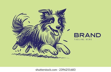 Detailed line illustration logo for dog related business