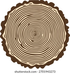 Detailed line vector of tree growth rings with minimal geometric texture. Great for backgrounds, prints, and eco-friendly branding materials.
