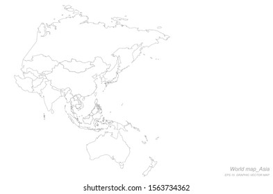 detailed line vector world map. 
continental world map with white background.