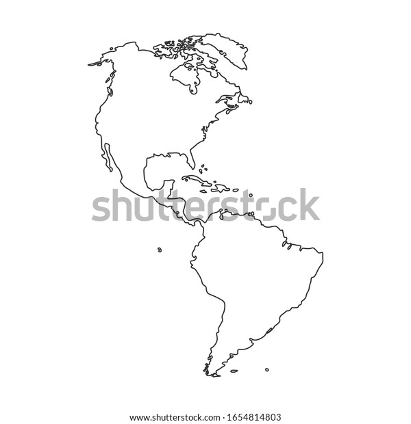 Detailed Line Vector World Map Continental Stock Vector (Royalty Free ...