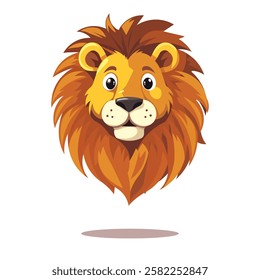 Detailed lion head vector with a golden mane, isolated on white. Ideal for logos, wildlife art, and African safari designs.