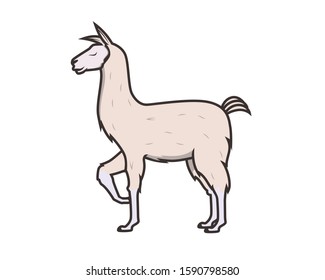 Detailed Llama with Standing Gesture Illustration