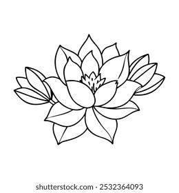 Detalhado Lotus Flower Line Art para colorir e projetar