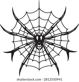 Detailed macro of a spider on its web.