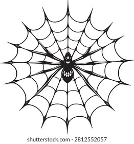 Detailed macro of a spider on its web.