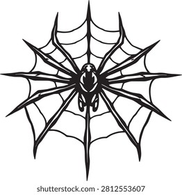 Detailed macro of a spider on its web, natural setting.