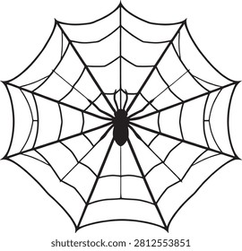 Detailed macro of a spider on its web.