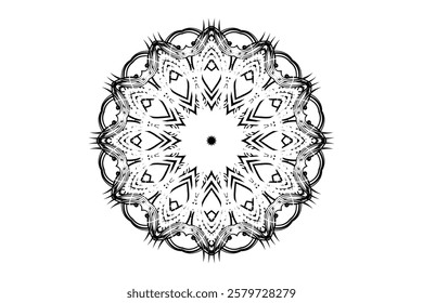 Detailed Mandala Art Featuring Central Star and Adorned Concentric Circles	
