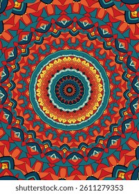 Detailed Mandala Artwork with Radiating Layers and Overlapping Shapes
