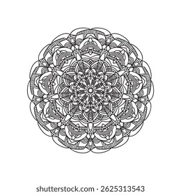 Detailed Mandala authentic design outline, meditative coloring page for all ages. Gorgeous design made for coloring books and creative projects. High quality scalable illustration vector, eps 10. 