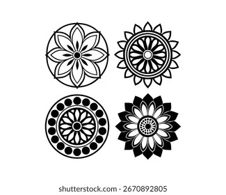 Detailed Mandala Collection silhouette vector