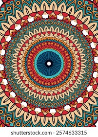 Detailed Mandala Design Featuring Radiant Colorful Layers