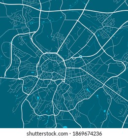 Detailed map of Aachen city administrative area. Royalty free vector illustration. Cityscape panorama. Decorative graphic tourist map of Aachen territory.