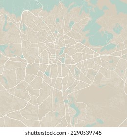 Detailed map of Addis Ababa city, capital of Ethiopia. Municipal administrative area map with rivers and roads, parks and railways. Vector illustration.