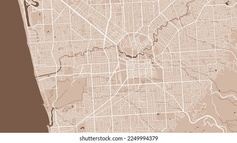 Detailed map of Adelaide city administrative area. Royalty free vector illustration. Cityscape panorama. Decorative graphic tourist map of Adelaide territory.