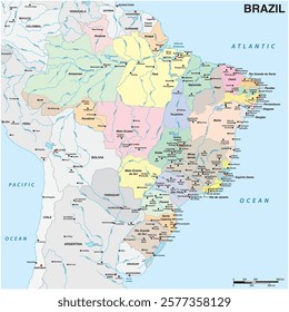 Detailed map of the administrative division of Brazil