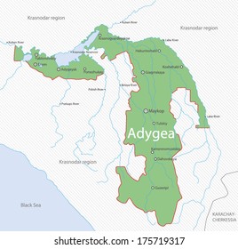 Detailed map of Adygea, Russia