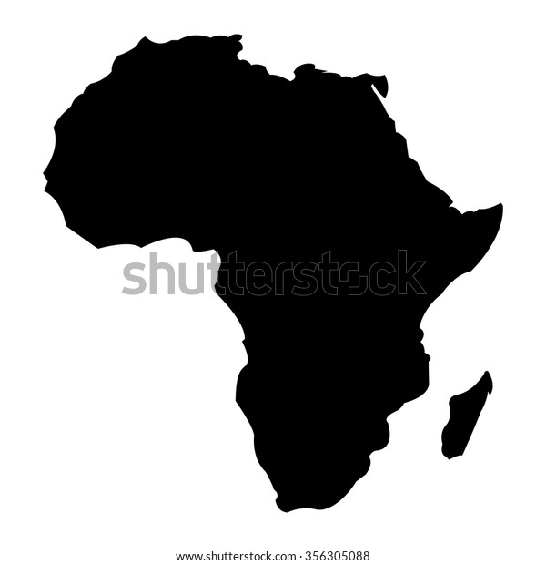 黒いシルエットにアフリカ大陸の詳細地図 のベクター画像素材 ロイヤリティフリー