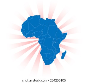 Detailed Map of Africa radiating light rays!