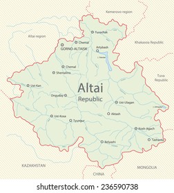 Detailed map of Altai Republic, Russia