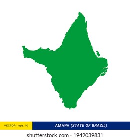 Detailed Map of Amapa - State of Brazil Vector Illustration Design Template