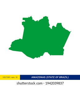 Detailed Map of Amazonas - State of Brazil Vector Illustration Design Template