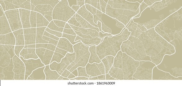 Detailed map of Amman city administrative area. Royalty free vector illustration. Cityscape panorama. Decorative graphic tourist map of Amman territory.