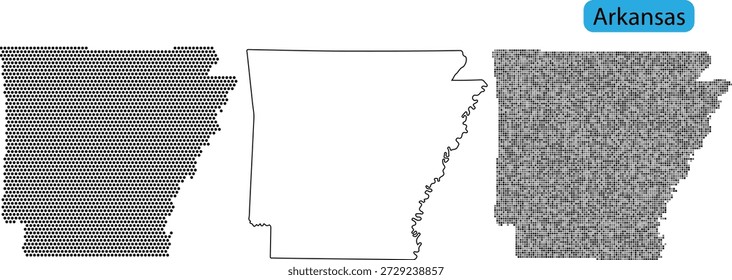 Detailed map of arkansas state with different textures and patterns
