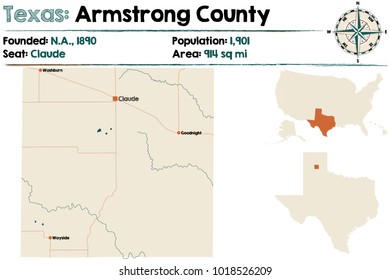 Detailed map of Armstrong county in Texas, USA