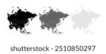 Detailed Map of Asia with isolated countries.China, India, Japan, South Korea, Indonesia, Saudi Arabia, Iran, Turkey, Thailand, Malaysia, Vietnam, Pakistan, Philippines, Bangladesh, Israel.