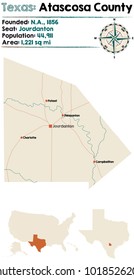 Detailed Map Of Atascosa County In Texas, USA