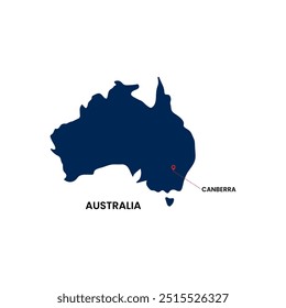 Mapa detalhado de Austrália e capital Canberra Vetor Image.