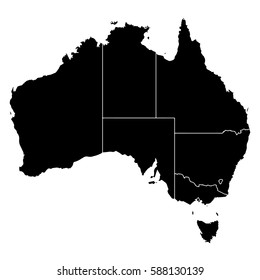 Detailed map of Australia high resolution. Vector illustration.