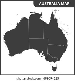 The detailed map of Australia with regions