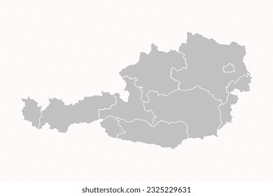 Mapa detallado de Austria con estados y ciudades, puede ser utilizado para diseños de negocios, presentaciones o cualquier diseño adecuado.