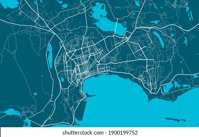 Detailed map of Baku city administrative area. Royalty free vector illustration. Cityscape panorama. Decorative graphic tourist map of Baku territory. svg