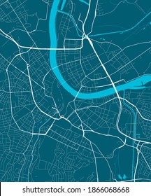 Mapa detallado del área administrativa de la ciudad de Basilea. Ilustración vectorial libre de regalías. Panorama del paisaje urbano. Mapa turístico gráfico decorativo del territorio de Basilea.