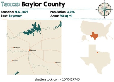 Detailed map of Baylor county in Texas, USA