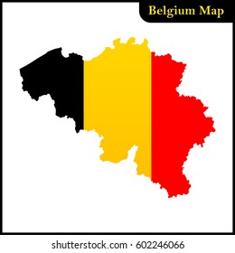 The detailed map of the Belgium with national Flag