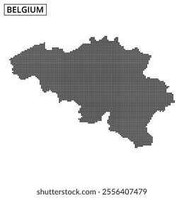 A detailed map of Belgium showcases the country's shape using a unique dotted pattern, emphasizing geographical boundaries and features.