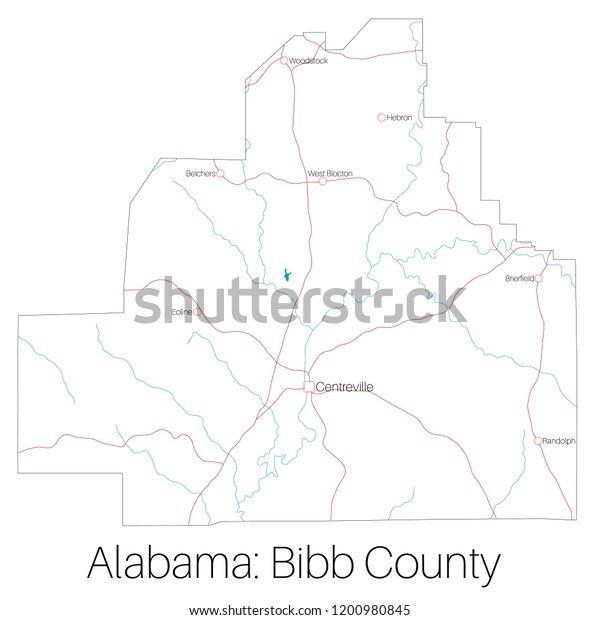 Detailed Map Bibb County Alabama Usa Stock Vector Royalty Free 1200980845 6182