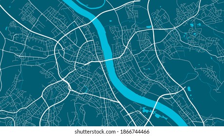 Detailed map of Bonn city administrative area. Royalty free vector illustration. Cityscape panorama. Decorative graphic tourist map of Bonn territory.