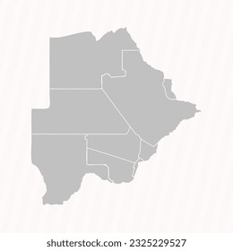 Detailed Map of Botswana With States and Cities, can be used for business designs, presentation designs or any suitable designs.