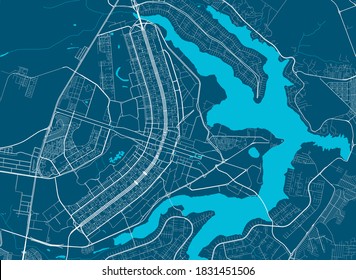 Detaillierte Karte der Stadtverwaltung von Brasilia. Lizenzfreie Vektorgrafik. Stadtlandpanorama. Dekorative grafische touristische Karte von Brasilia Gebiet.