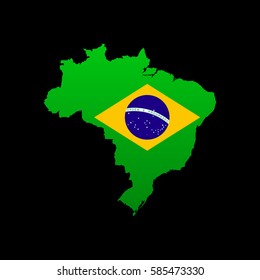 The detailed map of the Brazil with flag