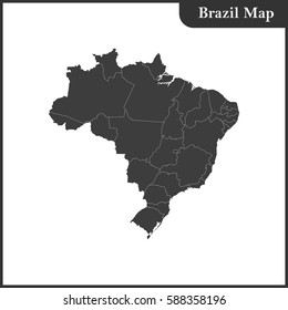 The detailed map of the Brazil with regions