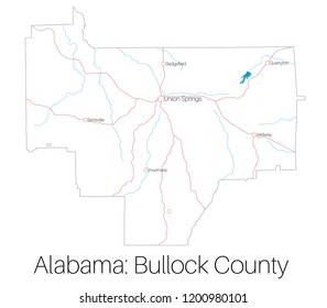 Detailed Map Of Bullock County In Alabama, USA