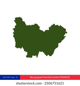 Detailed Map of Bourgogne-Franche-Comté (Burgundy-Free-County) - Region of France Vector Illustration Design Template