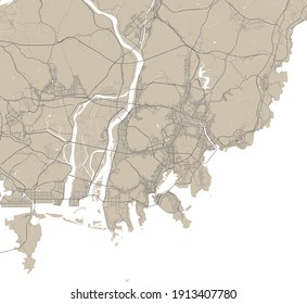 Detailed map of Busan city administrative area. Royalty free vector illustration. Cityscape panorama. Decorative graphic tourist map of Busan territory.