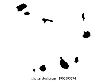 Detailed map of Cabo Verde isolated on white background. Vector map suitable for digital editing and prints of all sizes.